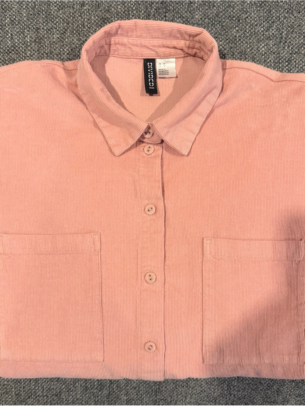 H&M Pink Corduroy Button-Down Shirt